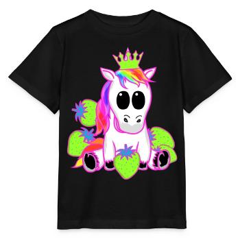 Licorne Licornes Fraise Princesse Animal Mythique - T-shirt bio MINI CREATOR Stanley/Stella Enfant - noir - Devant - Mikhail (115cm)