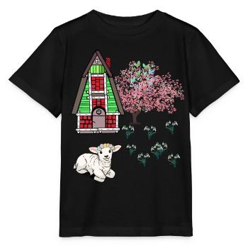 Joyeuses Pâques Agneau Schaff Pâques Nature Printemps - T-shirt bio MINI CREATOR Stanley/Stella Enfant - noir - Devant - Mikhail (115cm)