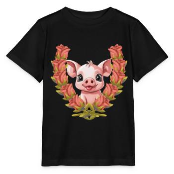 Schwein Glücksbringer Geburtstagsgeschenk - Stanley/Stella Kinder T-Shirt MINI CREATOR  - Schwarz - Vorne - Mikhail (115cm)