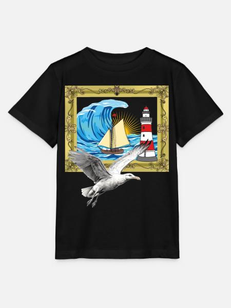 Möwe maritim Möwen Seevögel Leuchtturm - Stanley/Stella Kinder T-Shirt MINI CREATOR  - Schwarz