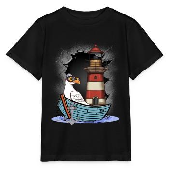 Möwe maritim Möwen Seevögel Leuchtturm - Stanley/Stella Kinder T-Shirt MINI CREATOR  - Schwarz - Vorne - Mikhail (115cm)
