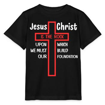 Jesus Christus ist der Fels, auf dem - Stanley/Stella Kinder T-Shirt MINI CREATOR  - Schwarz - Vorne - Mikhail (115cm)