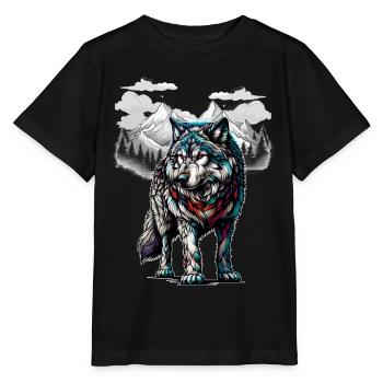Loups, Loup, Nature, Nature, Sauvage, Animaux Sauvages, Animaux De Meute - T-shirt bio MINI CREATOR Stanley/Stella Enfant - noir - Devant - Mikhail (115cm)