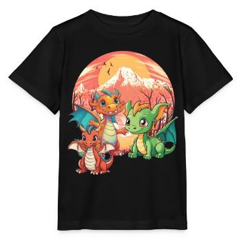 Dragon Dragon Dinos Dino Temps Âge De Pierre - T-shirt bio MINI CREATOR Stanley/Stella Enfant - noir - Devant - Mikhail (115cm)