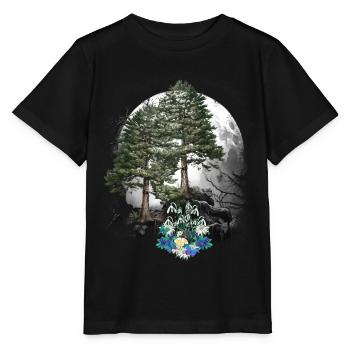 Forêt Nature Printemps Fleurs Conifères Forêt Arbres Arbre - T-shirt bio MINI CREATOR Stanley/Stella Enfant - noir - Devant - Mikhail (115cm)