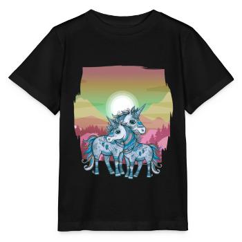 Einhörner Einhorn Schamane Natur Wald indianisch - Stanley/Stella Kinder T-Shirt MINI CREATOR  - Schwarz - Vorne - Mikhail (115cm)