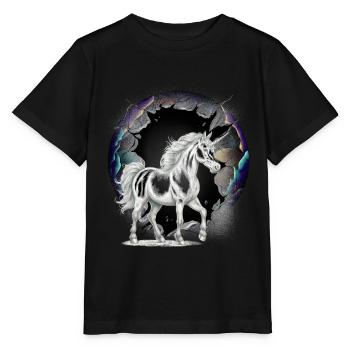 Licorne Licornes Créatures mythiques Animaux mythiques Enfant - T-shirt bio MINI CREATOR Stanley/Stella Enfant - noir - Devant - Mikhail (115cm)