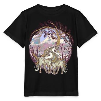 Licorne Licornes Créatures mythiques Animaux mythiques Enfant - T-shirt bio MINI CREATOR Stanley/Stella Enfant - noir - Devant - Mikhail (115cm)