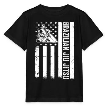 Brazilian Jiu Jitsu US Flag Brazilian Jiu Jitsu - Stanley/Stella Kinder T-Shirt MINI CREATOR  - Schwarz - Vorne - Mikhail (115cm)