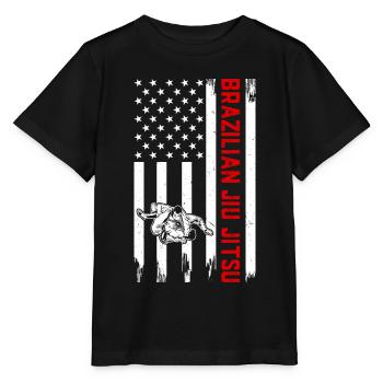 Brazilian Jiu Jitsu US Flag Brazilian Jiu Jitsu Ma - Stanley/Stella Kinder T-Shirt MINI CREATOR  - Schwarz - Vorne - Mikhail (115cm)