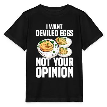 Oeufs farcis - Recette de Thanksgiving - T-shirt bio MINI CREATOR Stanley/Stella Enfant - noir - Devant - Mikhail (115cm)