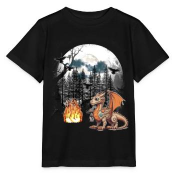 Dragon Dragon Fable Medieval Fairy Tale Myth Forest - Stanley/Stella MINI CREATOR Kids’ T-Shirt - black - Front - Mikhail (115cm)