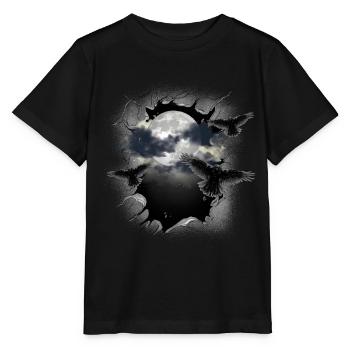 Halloween Ravens Raven Moon Full Moon Crows - Stanley/Stella MINI CREATOR Kids’ T-Shirt - black - Front - Mikhail (115cm)