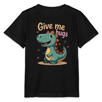 Dino Donne-moi un câlin - Dinosaure mignon - T-shirt bio MINI CREATOR Stanley/Stella Enfant - noir - Devant - Mikhail (115cm)