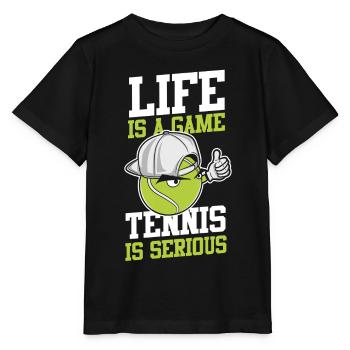 Funny Tennis Player Racket Life Is - Stanley/Stella Kinder T-Shirt MINI CREATOR  - Schwarz - Vorne - Mikhail (115cm)