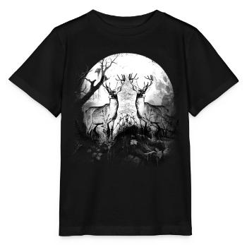 mystique forêt animaux de la forêt cerf cerf chevreuil - T-shirt bio MINI CREATOR Stanley/Stella Enfant - noir - Devant - Mikhail (115cm)