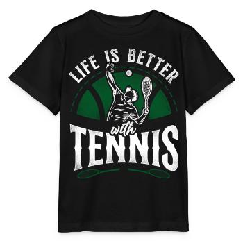 Funny Tennis Player Racket Life Is - Stanley/Stella Kinder T-Shirt MINI CREATOR  - Schwarz - Vorne - Mikhail (115cm)