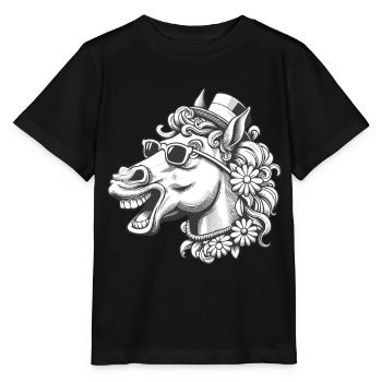 Pferd Pferde lustig witzig spaßig Gaul Reiterin - Stanley/Stella Kinder T-Shirt MINI CREATOR  - Schwarz - Vorne - Mikhail (115cm)