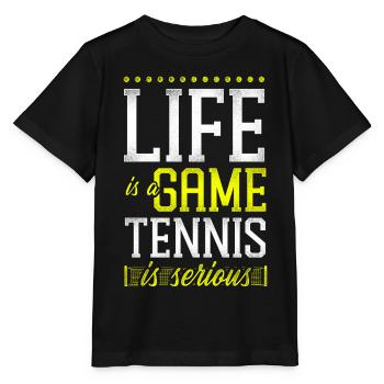 Funny Tennis Player Racket Life Is - Stanley/Stella Kinder T-Shirt MINI CREATOR  - Schwarz - Vorne - Mikhail (115cm)