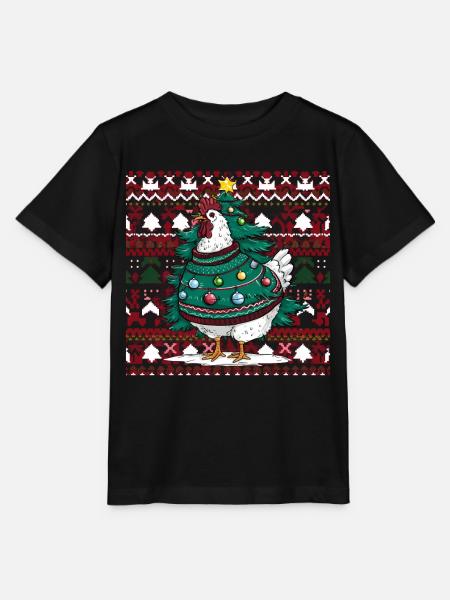 Huhn Ugly Christmas Weihnachten Xmas Santa Claus - Stanley/Stella Kinder T-Shirt MINI CREATOR  - Schwarz