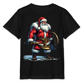 Bad Santa Claus Viking Berserker Look Christmas - Stanley/Stella MINI CREATOR Kids’ T-Shirt - black - Front - Mikhail (115cm)