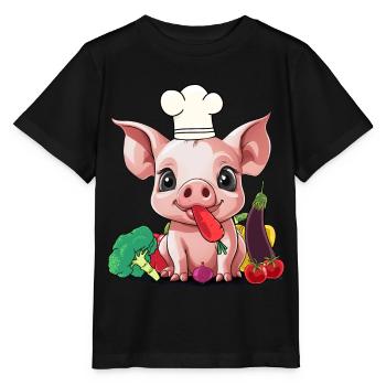 Cochon Légume Cuisinier Cuisinier Cuisinier Porcelet - T-shirt bio MINI CREATOR Stanley/Stella Enfant - noir - Devant - Mikhail (115cm)
