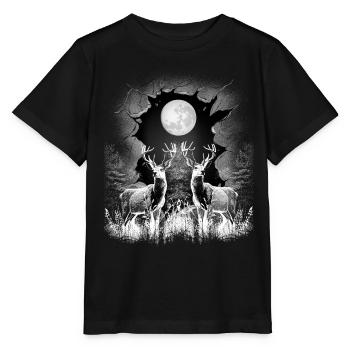 Hirsch Hirsche Waldtiere mystisch Rehbock Rehkitz - Stanley/Stella Kinder T-Shirt MINI CREATOR  - Schwarz - Vorne - Mikhail (115cm)