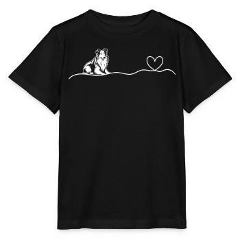 Rough Collie Puppy - Rough Collie Heartbeat Heart - Stanley/Stella MINI CREATOR Kids’ T-Shirt - black - Front - Mikhail (115cm)