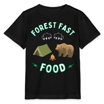 Wald Fast Food für Bär - Camping und Outdoor - Stanley/Stella Kinder T-Shirt MINI CREATOR  - Schwarz - Vorne - Mikhail (115cm)