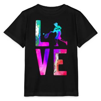 Funny Tennis Player Racket - Stanley/Stella Kinder T-Shirt MINI CREATOR  - Schwarz - Vorne - Mikhail (115cm)
