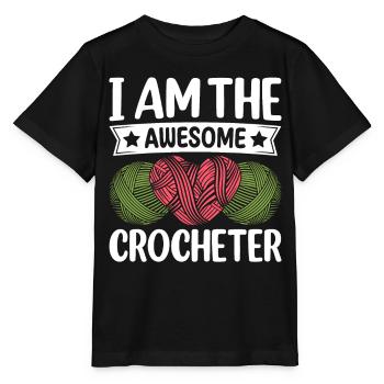 Crochet au crochet - Je suis le super crocheteur - T-shirt bio MINI CREATOR Stanley/Stella Enfant - noir - Devant - Mikhail (115cm)