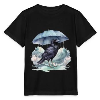 Vogel Vögel Regenschirm Wetter Küste Meer - Stanley/Stella Kinder T-Shirt MINI CREATOR  - Schwarz - Vorne - Mikhail (115cm)