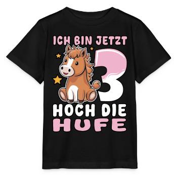 Ich bin jetzt 3 Hoch die Hufe | Pferde Mädchen - Stanley/Stella Kinder T-Shirt MINI CREATOR  - Schwarz - Vorne - Mikhail (115cm)