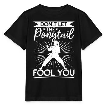 Funny Muay Thai - Don't Let The Ponytail Fool You - Stanley/Stella MINI CREATOR Kids’ T-Shirt - black - Front - Mikhail (115cm)