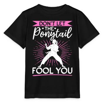Don't Let The Ponytail Fool You - Funny Muay Thai - Stanley/Stella MINI CREATOR Kids’ T-Shirt - black - Front - Mikhail (115cm)