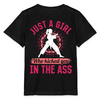 Just a girl who kicked you in the ass - Funny Muay - Stanley/Stella MINI CREATOR Kids’ T-Shirt - black - Front - Mikhail (115cm)