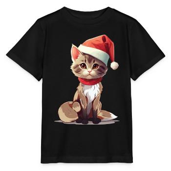 Chat Noël Animaux de compagnie Noël pour animaux de compagnie - T-shirt bio MINI CREATOR Stanley/Stella Enfant - noir - Devant - Mikhail (115cm)