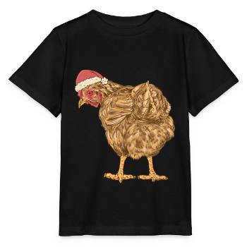 Huhn Nikolaus Henne Weihnachtsmann Federvieh Xmas - Stanley/Stella Kinder T-Shirt MINI CREATOR  - Schwarz - Vorne - Mikhail (115cm)