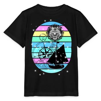 maritim Segelschiff Kompass Seefahrt Seemann - Stanley/Stella Kinder T-Shirt MINI CREATOR  - Schwarz - Vorne - Mikhail (115cm)