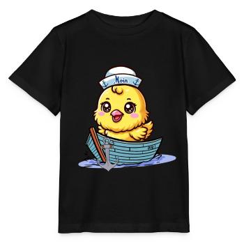 maritim Boot Seefahrt Küken Seemann - Stanley/Stella Kinder T-Shirt MINI CREATOR  - Schwarz - Vorne - Mikhail (115cm)