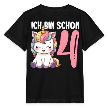 Children's Unicorn 4th Birthday I'm Already Four - Stanley/Stella MINI CREATOR Kids’ T-Shirt - black - Front - Mikhail (115cm)