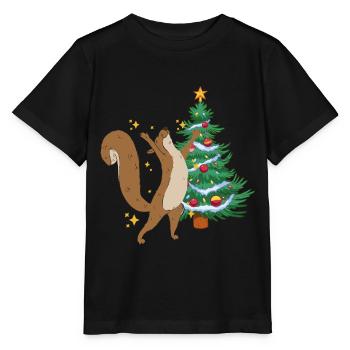 arbre de Noël arbre de Noël écureuil Noël - T-shirt bio MINI CREATOR Stanley/Stella Enfant - noir - Devant - Mikhail (115cm)