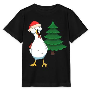 Santa Huhn Hühner Weihnachtsmann Hühnerstall - Stanley/Stella Kinder T-Shirt MINI CREATOR  - Schwarz - Vorne - Mikhail (115cm)