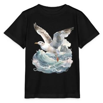 storm, sea, waves, coast, seagull, seagulls, maritime - Stanley/Stella MINI CREATOR Kids’ T-Shirt - black - Front - Mikhail (115cm)