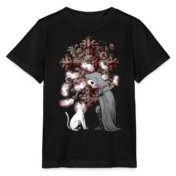 Halloween fantôme fantôme croix crucifix chat - T-shirt bio MINI CREATOR Stanley/Stella Enfant - noir - Devant - Mikhail (115cm)