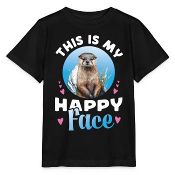 Loutre : c’est mon visage heureux - T-shirt bio MINI CREATOR Stanley/Stella Enfant - noir - Devant - Mikhail (115cm)