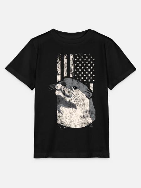 Otter American Flag - Stanley/Stella Kinder T-Shirt MINI CREATOR - Schwarz