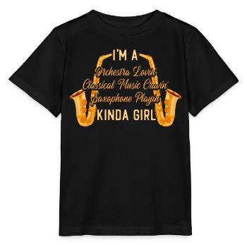 Saxophone I'm A Orchestra Lovin' - Stanley/Stella Kinder T-Shirt MINI CREATOR  - Schwarz - Vorne - Mikhail (115cm)