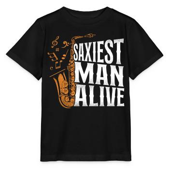 Saxophone Pun Saxiest Man Alive - Stanley/Stella Kinder T-Shirt MINI CREATOR  - Schwarz - Vorne - Mikhail (115cm)