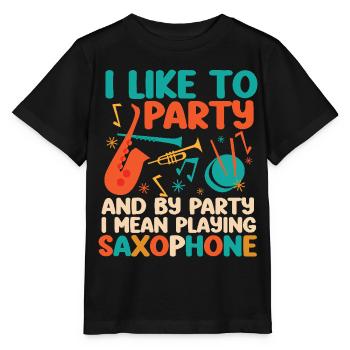 Saxophone J’aime faire la fête et par - T-shirt bio MINI CREATOR Stanley/Stella Enfant - noir - Devant - Mikhail (115cm)